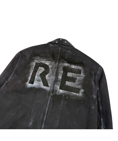 ペインテッドジップアップワークジャケットブラック