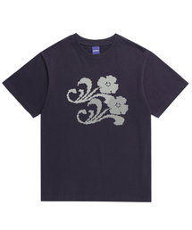 フラワービットマップTシャツ(ネイビー)