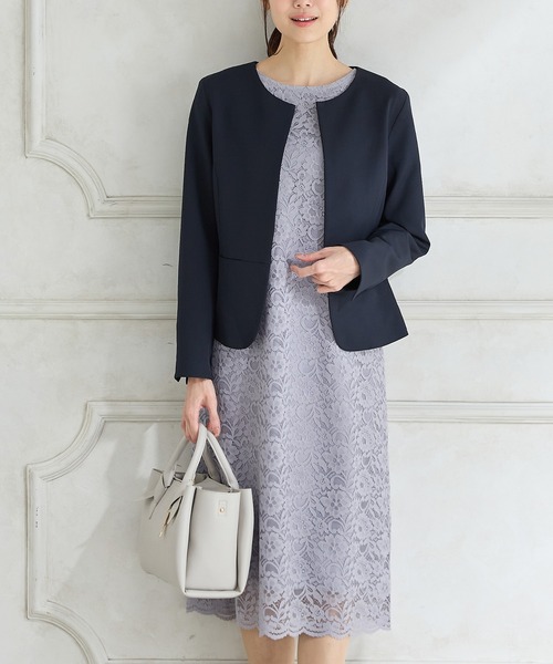 Honeys(ハニーズ)の「8分袖レースワンピース(ワンピース・レディース・ライトブルーグレー/ネイビー/ブラック・3L/L/LL/M)」の12枚目の写真