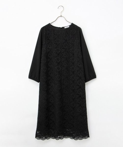 Honeys(ハニーズ)の「8分袖レースワンピース(ワンピース・レディース・ライトブルーグレー/ネイビー/ブラック・3L/L/LL/M)」の15枚目の写真