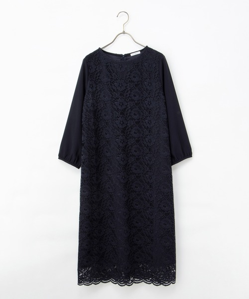 Honeys(ハニーズ)の「8分袖レースワンピース(ワンピース・レディース・ライトブルーグレー/ネイビー/ブラック・3L/L/LL/M)」の17枚目の写真