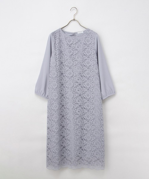 Honeys(ハニーズ)の「8分袖レースワンピース(ワンピース・レディース・ライトブルーグレー/ネイビー/ブラック・3L/L/LL/M)」の19枚目の写真