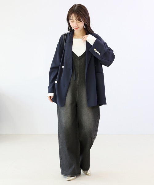 Aletta vita(アレッタビータ)の「12ozバックファスナーデニムサロペット(サロペット/オーバーオール・レディース・ブラック・FREE)」の11枚目の写真