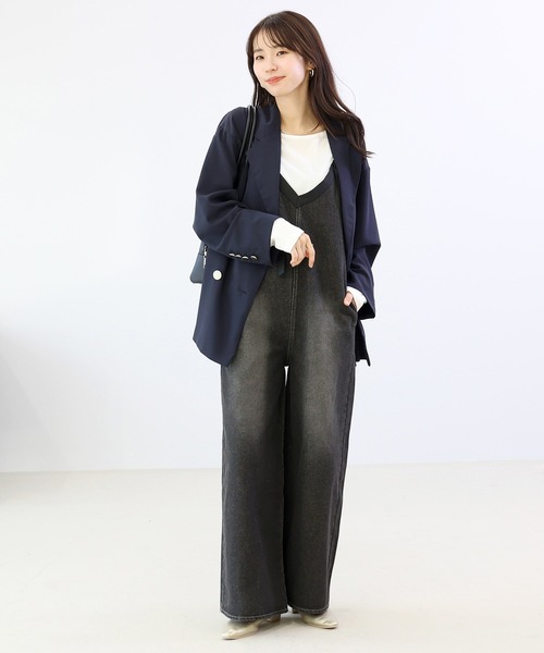 Aletta vita(アレッタビータ)の「12ozバックファスナーデニムサロペット(サロペット/オーバーオール・レディース・ブラック・FREE)」の12枚目の写真