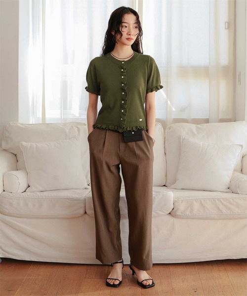 miette（ミエット）の「フリルデザイン半袖ニットカーディガン（カーディガン/ボレロ・レディース・グレー/ブラック/カーキ/レッド・L/M/S）」の20枚目の写真