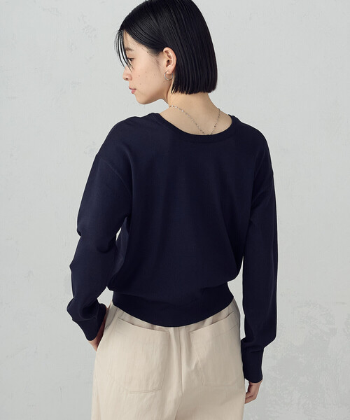 COMME CA ISM（コムサイズム）の「【UVカット・ウォッシャブル】ベーシック 2WAYネックニット（ニット/セーター・レディース・ネイビー/ブラック/アイボリー/グリーン・LARGE/MEDIUM）」の9枚目の写真