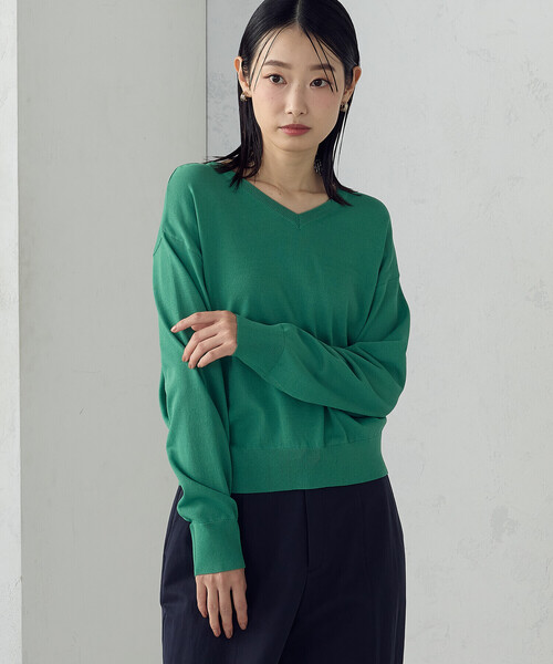 COMME CA ISM（コムサイズム）の「【UVカット・ウォッシャブル】ベーシック 2WAYネックニット（ニット/セーター・レディース・ネイビー/ブラック/アイボリー/グリーン・LARGE/MEDIUM）」の14枚目の写真