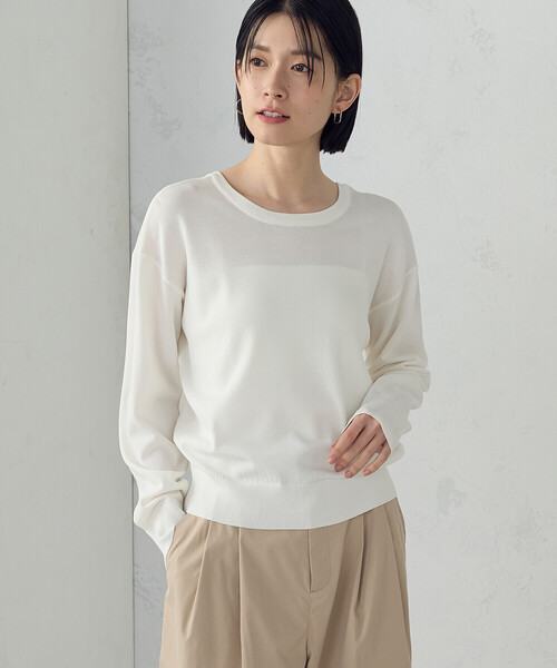 COMME CA ISM（コムサイズム）の「【UVカット・ウォッシャブル】ベーシック 2WAYネックニット（ニット/セーター・レディース・ネイビー/ブラック/アイボリー/グリーン・LARGE/MEDIUM）」の22枚目の写真