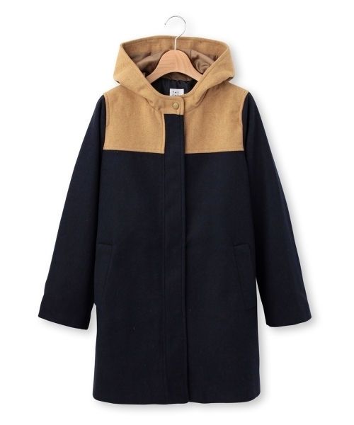 THE EMPORIUM（ジエンポリアム）の「バイカラーフーデッドコート（その他アウター・レディース・ブラック/ブルー・38/40）」の2枚目の写真
