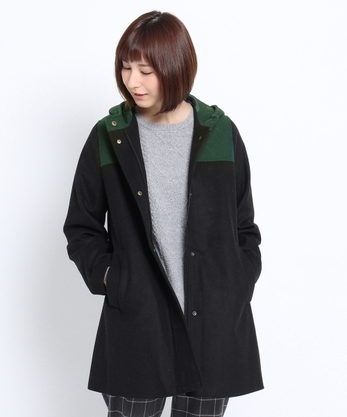 THE EMPORIUM（ジエンポリアム）の「バイカラーフーデッドコート（その他アウター・レディース・ブラック/ブルー・38/40）」の3枚目の写真
