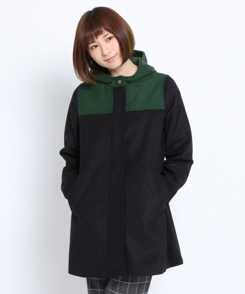 THE EMPORIUM（ジエンポリアム）の「バイカラーフーデッドコート（その他アウター・レディース・ブラック/ブルー・38/40）」の6枚目の写真