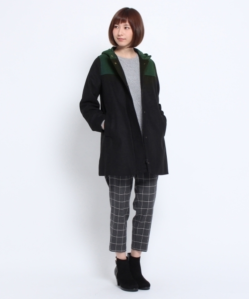 THE EMPORIUM（ジエンポリアム）の「バイカラーフーデッドコート（その他アウター・レディース・ブラック/ブルー・38/40）」の10枚目の写真