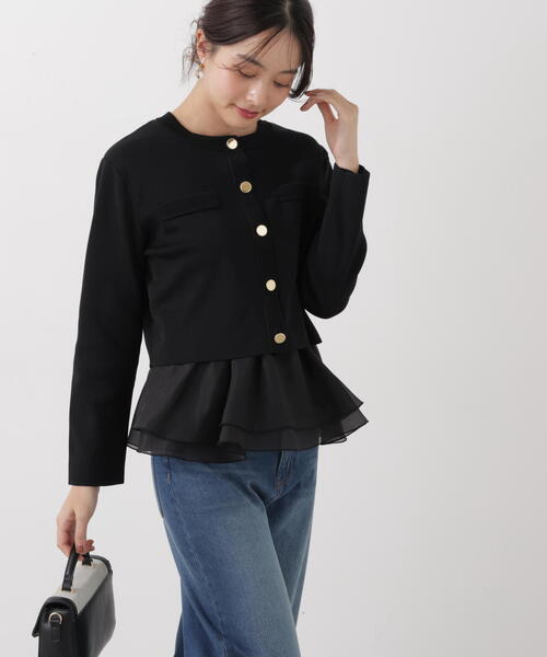 a/mie（アミー）の「＜ａ＞シアーペプラムリブニット / 1216179200（ニット/セーター・レディース・イエロー/ホワイト/ブラック・FREE）」の5枚目の写真