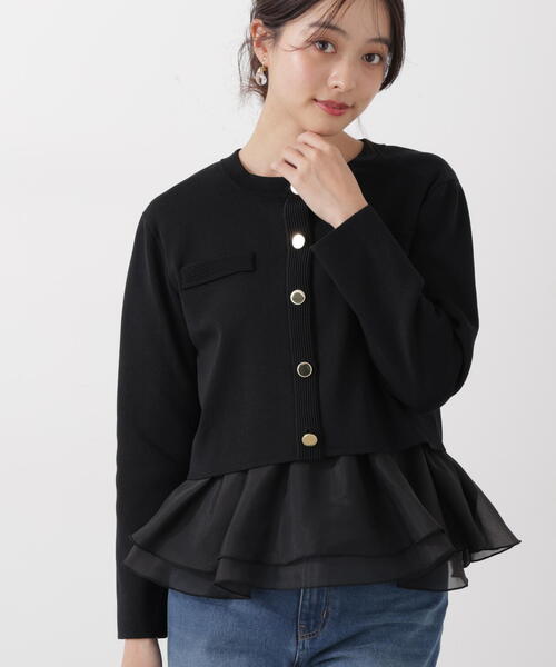 a/mie（アミー）の「＜ａ＞シアーペプラムリブニット / 1216179200（ニット/セーター・レディース・イエロー/ホワイト/ブラック・FREE）」の6枚目の写真