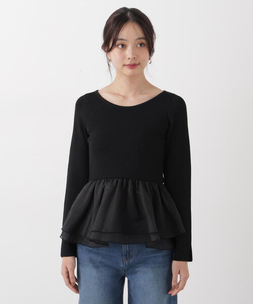 a/mie（アミー）の「＜ａ＞シアーペプラムリブニット / 1216179200（ニット/セーター・レディース・イエロー/ホワイト/ブラック・FREE）」の11枚目の写真