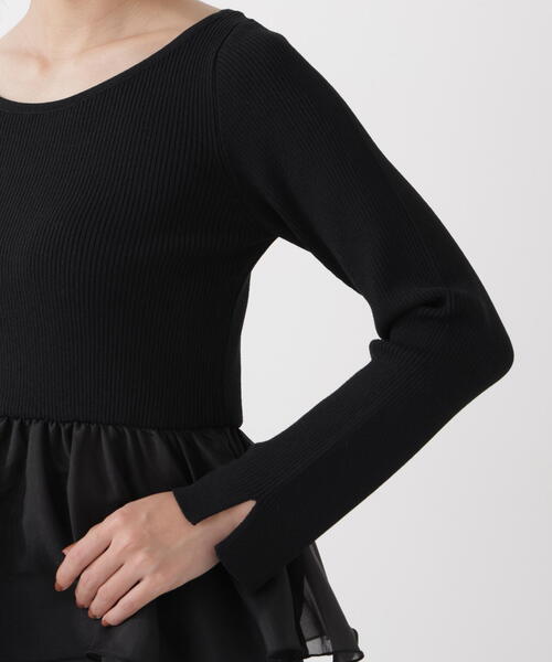 a/mie（アミー）の「＜ａ＞シアーペプラムリブニット / 1216179200（ニット/セーター・レディース・イエロー/ホワイト/ブラック・FREE）」の17枚目の写真