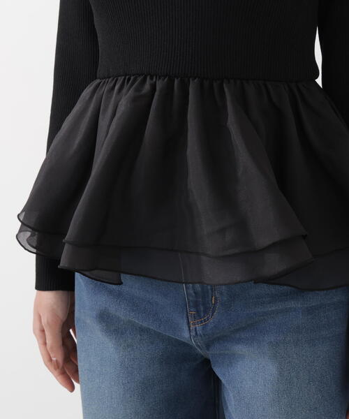 a/mie（アミー）の「＜ａ＞シアーペプラムリブニット / 1216179200（ニット/セーター・レディース・イエロー/ホワイト/ブラック・FREE）」の18枚目の写真