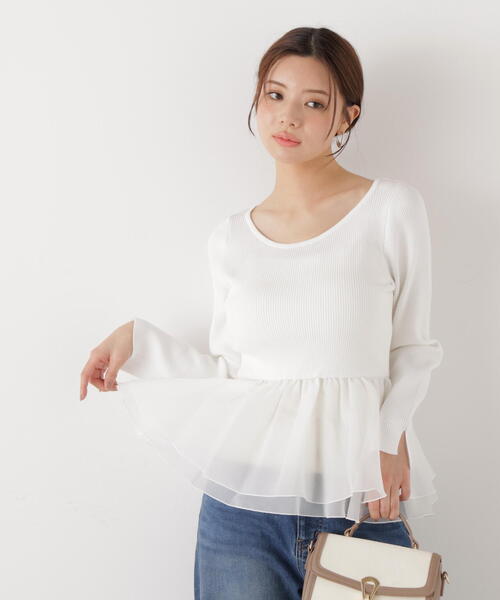 a/mie（アミー）の「＜ａ＞シアーペプラムリブニット / 1216179200（ニット/セーター・レディース・イエロー/ホワイト/ブラック・FREE）」の20枚目の写真