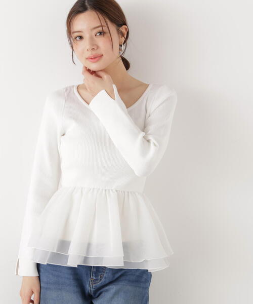 a/mie（アミー）の「＜ａ＞シアーペプラムリブニット / 1216179200（ニット/セーター・レディース・イエロー/ホワイト/ブラック・FREE）」の22枚目の写真