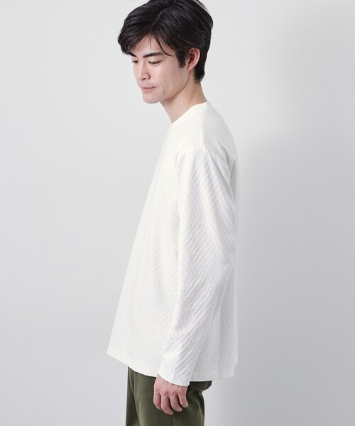 THE SHOP TK (ザ ショップ ティーケー )の「【長く愛せる、定番ロンT】リンクスジャカード長袖Tシャツ(Tシャツ/カットソー・メンズ・ブラック/サックスブルー/ライトグレー/オフホワイト・03/02/04/01)」の6枚目の写真