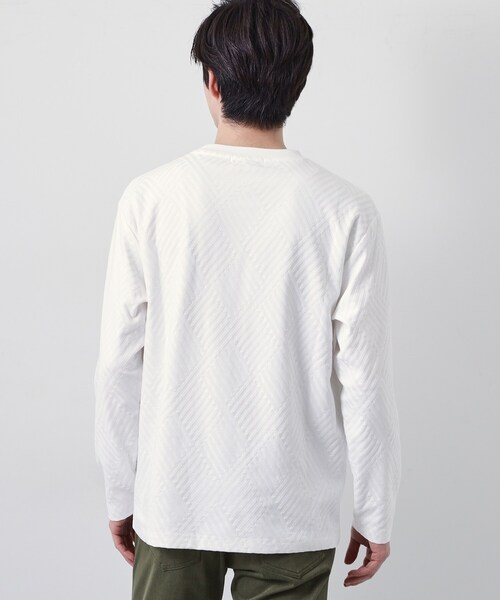 THE SHOP TK (ザ ショップ ティーケー )の「【長く愛せる、定番ロンT】リンクスジャカード長袖Tシャツ(Tシャツ/カットソー・メンズ・ブラック/サックスブルー/ライトグレー/オフホワイト・03/02/04/01)」の7枚目の写真