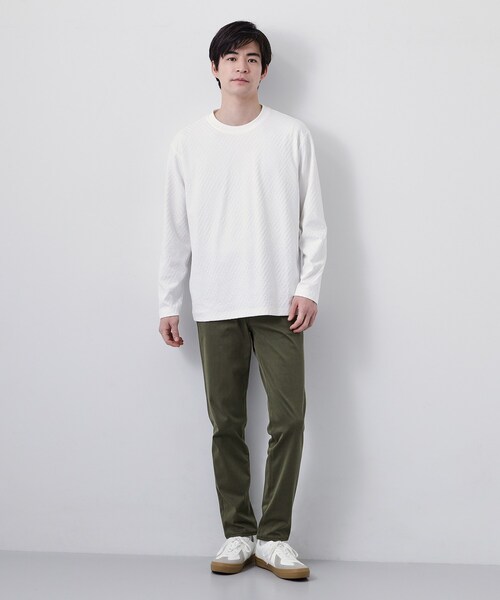 THE SHOP TK (ザ ショップ ティーケー )の「【長く愛せる、定番ロンT】リンクスジャカード長袖Tシャツ(Tシャツ/カットソー・メンズ・ブラック/サックスブルー/ライトグレー/オフホワイト・03/02/04/01)」の8枚目の写真