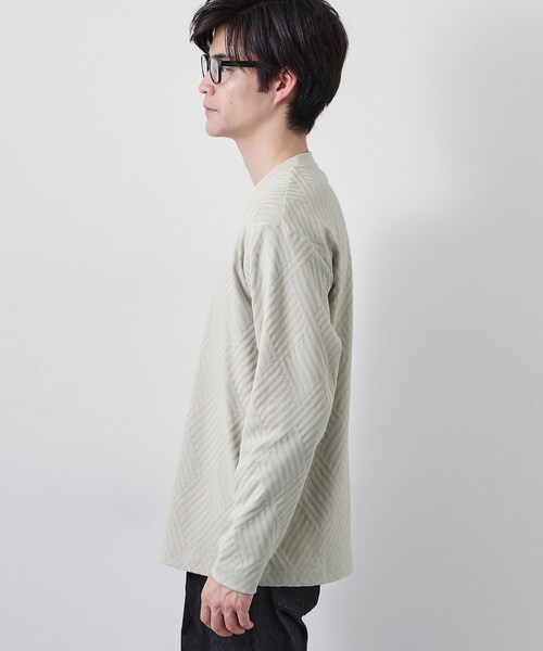 THE SHOP TK (ザ ショップ ティーケー )の「【長く愛せる、定番ロンT】リンクスジャカード長袖Tシャツ(Tシャツ/カットソー・メンズ・ブラック/サックスブルー/ライトグレー/オフホワイト・03/02/04/01)」の10枚目の写真