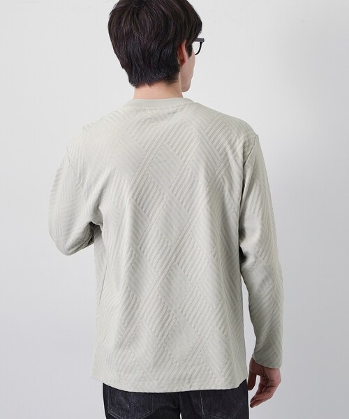 THE SHOP TK (ザ ショップ ティーケー )の「【長く愛せる、定番ロンT】リンクスジャカード長袖Tシャツ(Tシャツ/カットソー・メンズ・ブラック/サックスブルー/ライトグレー/オフホワイト・03/02/04/01)」の11枚目の写真
