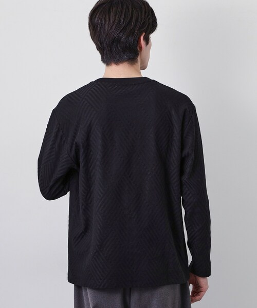 THE SHOP TK (ザ ショップ ティーケー )の「【長く愛せる、定番ロンT】リンクスジャカード長袖Tシャツ(Tシャツ/カットソー・メンズ・ブラック/サックスブルー/ライトグレー/オフホワイト・03/02/04/01)」の15枚目の写真