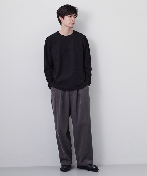 THE SHOP TK (ザ ショップ ティーケー )の「【長く愛せる、定番ロンT】リンクスジャカード長袖Tシャツ(Tシャツ/カットソー・メンズ・ブラック/サックスブルー/ライトグレー/オフホワイト・03/02/04/01)」の16枚目の写真