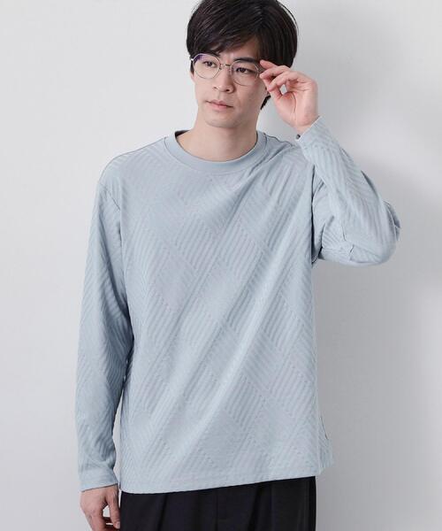 THE SHOP TK (ザ ショップ ティーケー )の「【長く愛せる、定番ロンT】リンクスジャカード長袖Tシャツ(Tシャツ/カットソー・メンズ・ブラック/サックスブルー/ライトグレー/オフホワイト・03/02/04/01)」の18枚目の写真