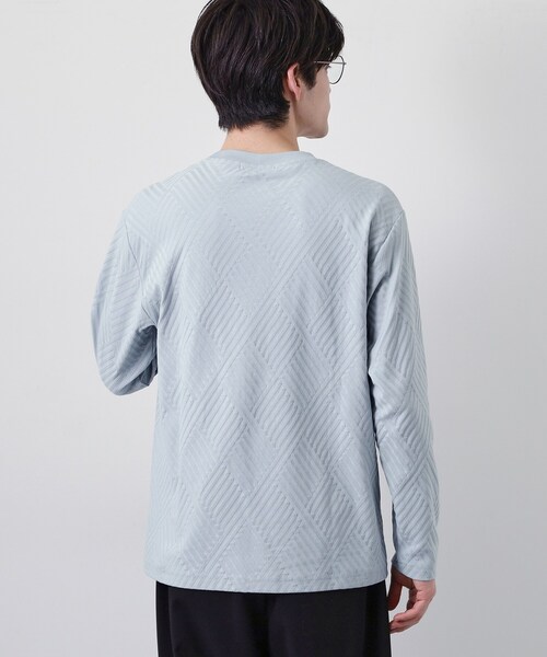 THE SHOP TK (ザ ショップ ティーケー )の「【長く愛せる、定番ロンT】リンクスジャカード長袖Tシャツ(Tシャツ/カットソー・メンズ・ブラック/サックスブルー/ライトグレー/オフホワイト・03/02/04/01)」の20枚目の写真