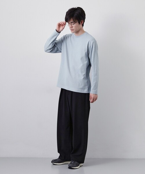 THE SHOP TK (ザ ショップ ティーケー )の「【長く愛せる、定番ロンT】リンクスジャカード長袖Tシャツ(Tシャツ/カットソー・メンズ・ブラック/サックスブルー/ライトグレー/オフホワイト・03/02/04/01)」の21枚目の写真