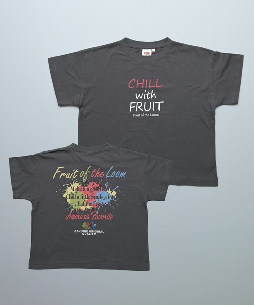 FRUIT OF THE LOOM(フルーツオブザルーム)の「【FRUIT OF THE LOOM】別注プリントT(Tシャツ/カットソー・キッズ・チャコール/パープル/オフホワイト・80/90/95/100/110/120/130/140/150/160)」の2枚目の写真