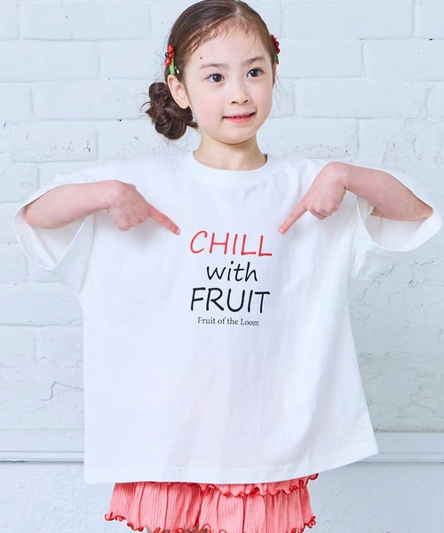 FRUIT OF THE LOOM(フルーツオブザルーム)の「【FRUIT OF THE LOOM】別注プリントT(Tシャツ/カットソー・キッズ・チャコール/パープル/オフホワイト・80/90/95/100/110/120/130/140/150/160)」の6枚目の写真