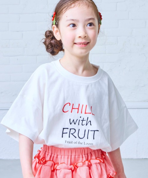 FRUIT OF THE LOOM(フルーツオブザルーム)の「【FRUIT OF THE LOOM】別注プリントT(Tシャツ/カットソー・キッズ・チャコール/パープル/オフホワイト・80/90/95/100/110/120/130/140/150/160)」の5枚目の写真
