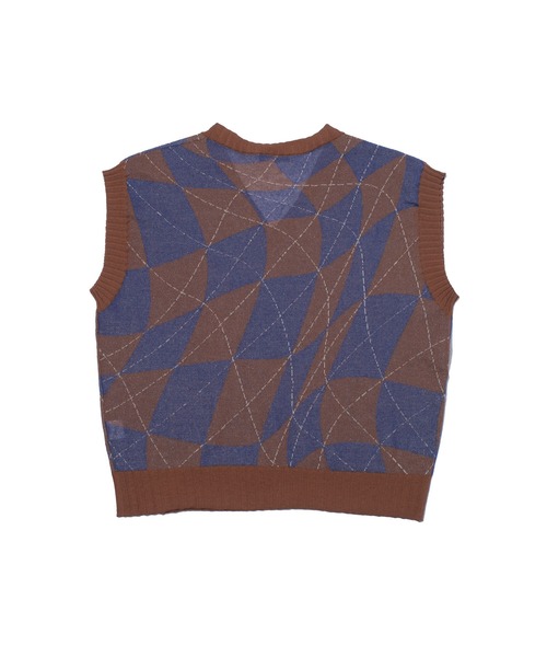 F/CE. （エフシーイー）の「F/CE. DISTORTED CHECKERBOARD PATTERN KNIT VEST / エフシーイー ディストーテッド チェッカーボード パターン ニット ベスト（ベスト・メンズ・グリーン/ブラウン・SMALL）」の3枚目の写真