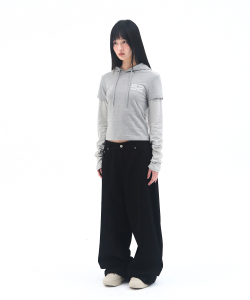 AMESWORLDWIDE(アメスワールドワイド)の「HOODIE LAYERED LONGSLEEVE TEE GREY(Tシャツ/カットソー・レディース・その他・FREE)」の4枚目の写真