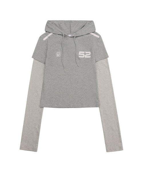 AMESWORLDWIDE(アメスワールドワイド)の「HOODIE LAYERED LONGSLEEVE TEE GREY(Tシャツ/カットソー・レディース・その他・FREE)」の6枚目の写真