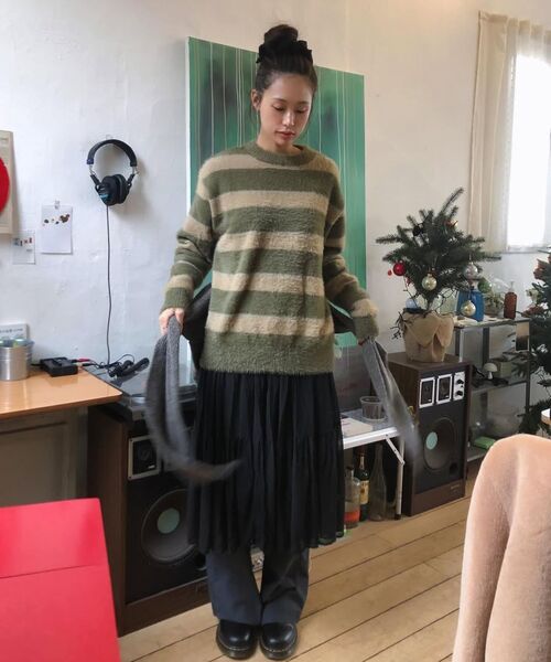 SLOWACID（スローアシッド）の「ヘアリーストライププルオーバーニット[カーキ]（ニット/セーター・レディース・その他・LARGE/MEDIUM/SMALL）」の8枚目の写真