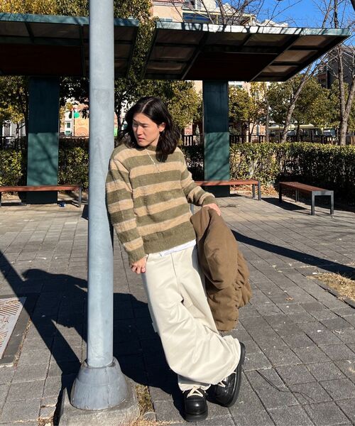 SLOWACID（スローアシッド）の「ヘアリーストライププルオーバーニット[カーキ]（ニット/セーター・レディース・その他・LARGE/MEDIUM/SMALL）」の5枚目の写真