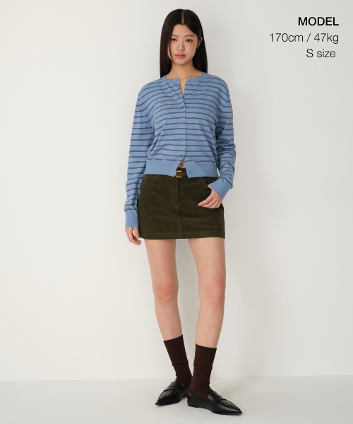 MUSINSA STANDARD WOMAN（ムシンサスタンダードウーマン）の「ウィメンズストライプラウンドネックカーディガン[ブルー]（カーディガン/ボレロ・レディース・その他・X-SMALL/SMALL/MEDIUM/LARGE）」の11枚目の写真