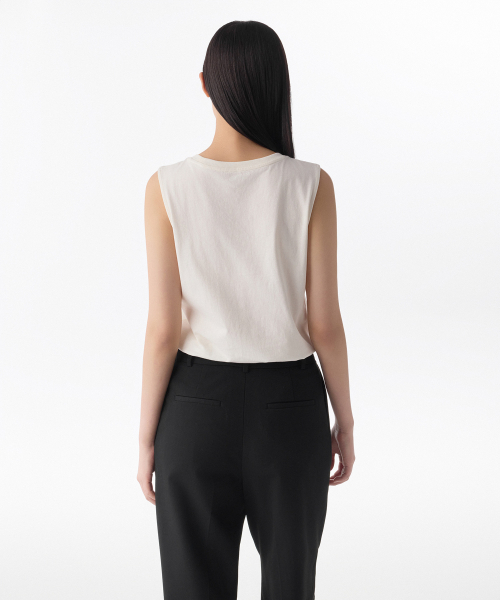 MUSINSA STANDARD WOMAN（ムシンサスタンダードウーマン）の「ウィメンズベーシックスリーブレストップ [クリーム]（Tシャツ/カットソー・レディース・その他・LARGE/SMALL/X-LARGE/MEDIUM/X-SMALL）」の3枚目の写真