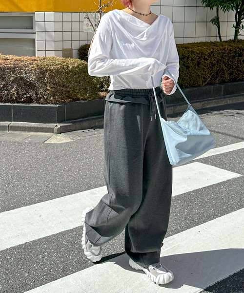 PILIT（ピリット）の「ウエストフリルカーブパンツ（その他パンツ・レディース・グレー/チャコールグレー・MEDIUM）」の19枚目の写真