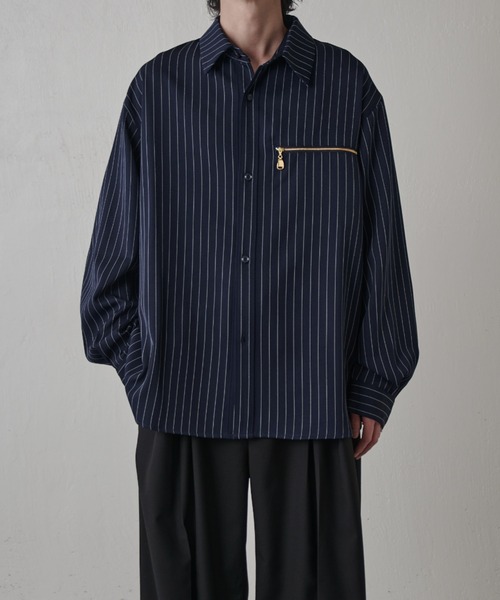 Lui's(ルイス)の「ストライプオーバーシャツブルゾン(シャツ/ブラウス・メンズ・ブラック/グレー系その他/ネイビー・FREE)」の22枚目の写真