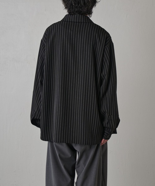 Lui's(ルイス)の「ストライプオーバーシャツブルゾン(シャツ/ブラウス・メンズ・ブラック/グレー系その他/ネイビー・FREE)」の10枚目の写真
