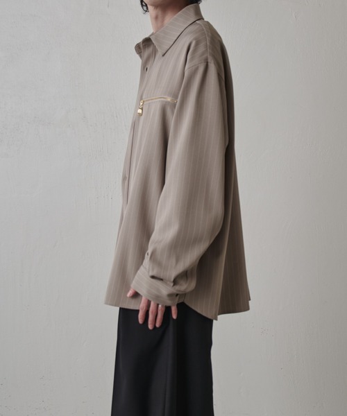 Lui's(ルイス)の「ストライプオーバーシャツブルゾン(シャツ/ブラウス・メンズ・ブラック/グレー系その他/ネイビー・FREE)」の17枚目の写真