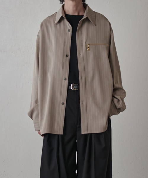 Lui's(ルイス)の「ストライプオーバーシャツブルゾン(シャツ/ブラウス・メンズ・ブラック/グレー系その他/ネイビー・FREE)」の13枚目の写真