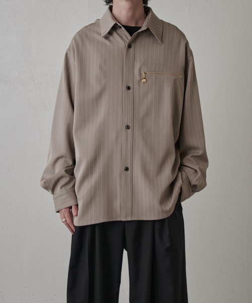 Lui's(ルイス)の「ストライプオーバーシャツブルゾン(シャツ/ブラウス・メンズ・ブラック/グレー系その他/ネイビー・FREE)」の15枚目の写真