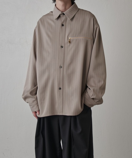 Lui's(ルイス)の「ストライプオーバーシャツブルゾン(シャツ/ブラウス・メンズ・ブラック/グレー系その他/ネイビー・FREE)」の16枚目の写真